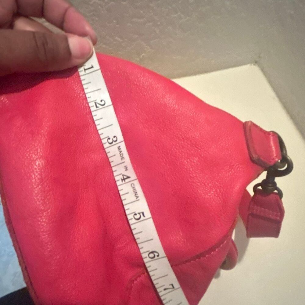 Liebeskind Berlin Satchel Handbag Raspberry Red Leather Top Handle Two Way Purse - Picture 12 of 14